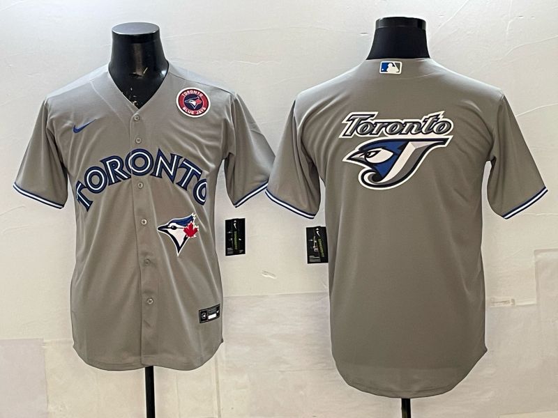 Men 2025 Nike Toronto Blue Jays Blank Grey Game MLB Jersey 015